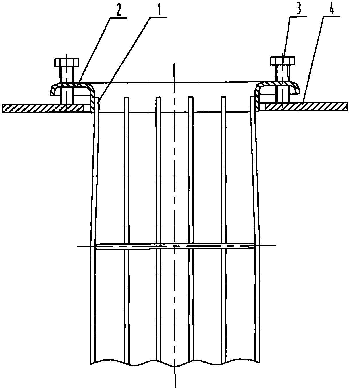 Self-aligning cage structure for bag type dust collector