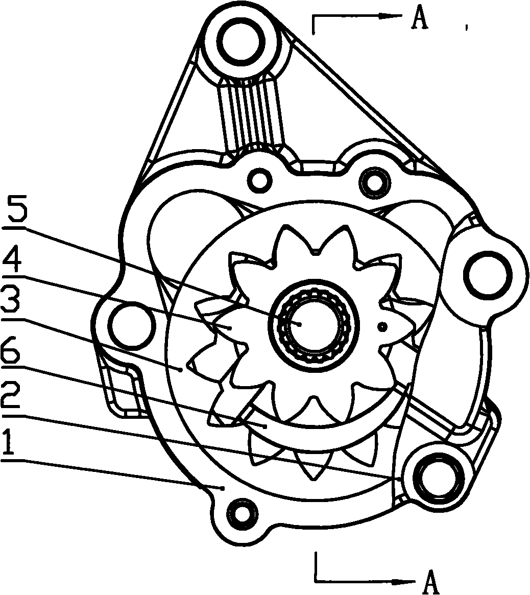 Oil pump with inside engaged gear