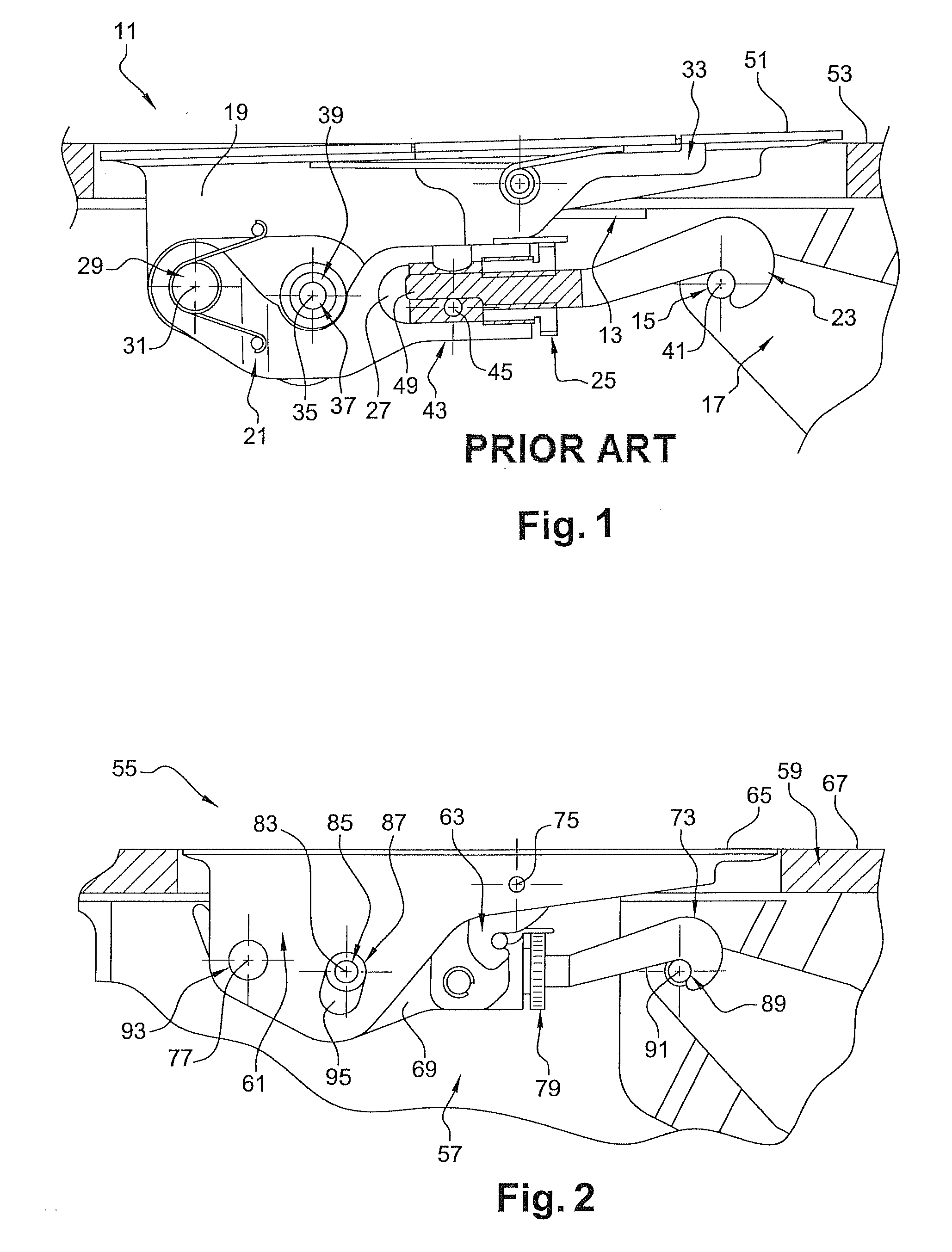 Hook latch fitted with a positioning device and a method for assembling such a latch