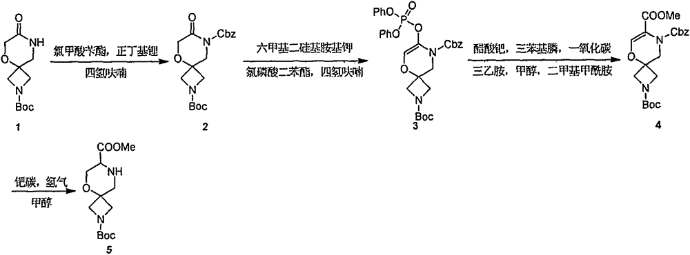 Preparation method of 2-tert-butyl-7-methyl-5-oxa-2,8-diazaspirane-[3,5]nonane-2,7-dicarboxylic acid