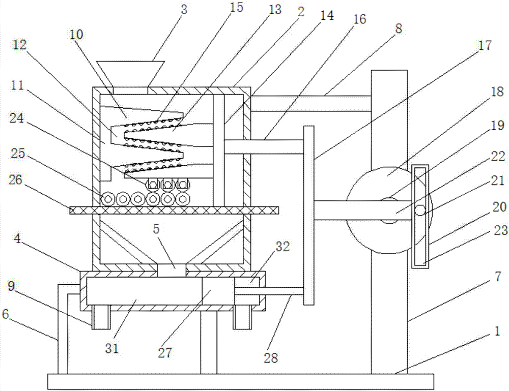 Corn kernel peeling and powdering device for processing agricultural food