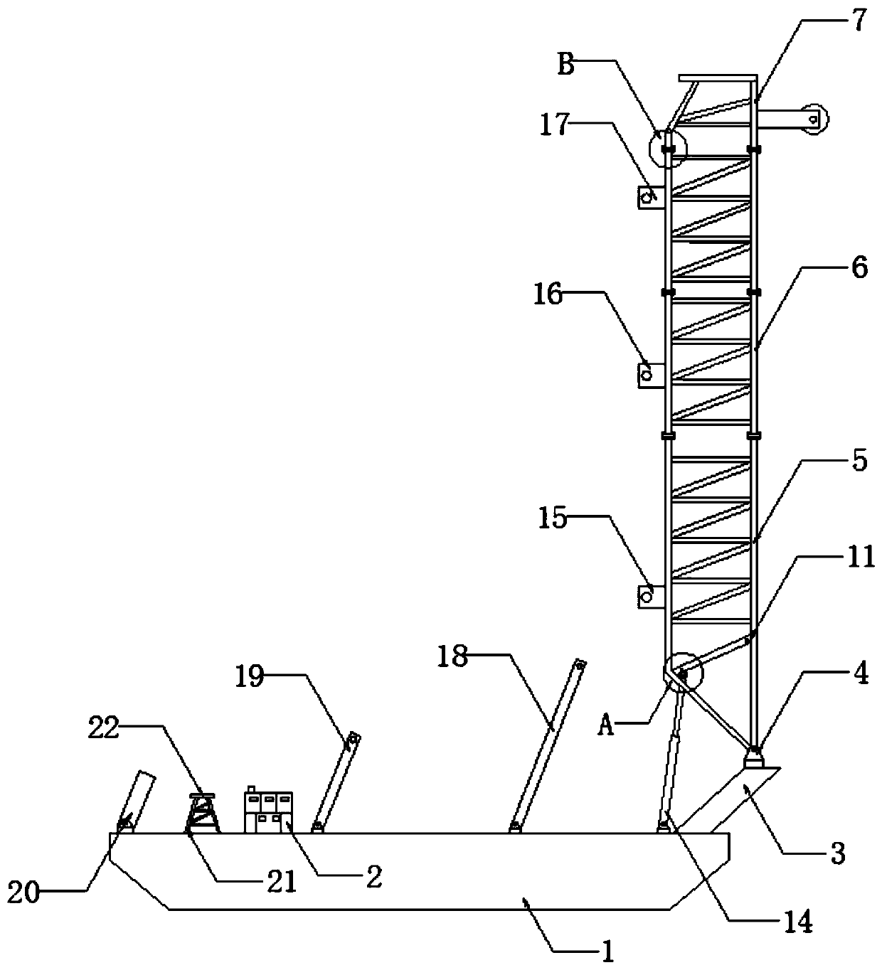 Pile frame system of waterborne detachable multi-positioning pile driving barge