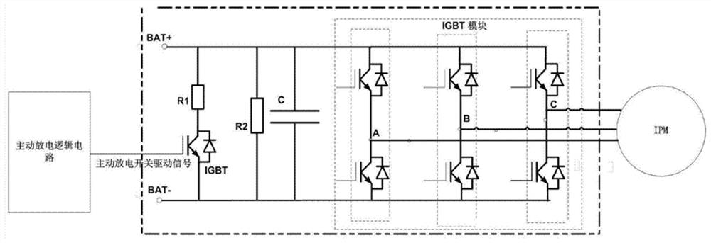 A bus capacitor active discharge circuit