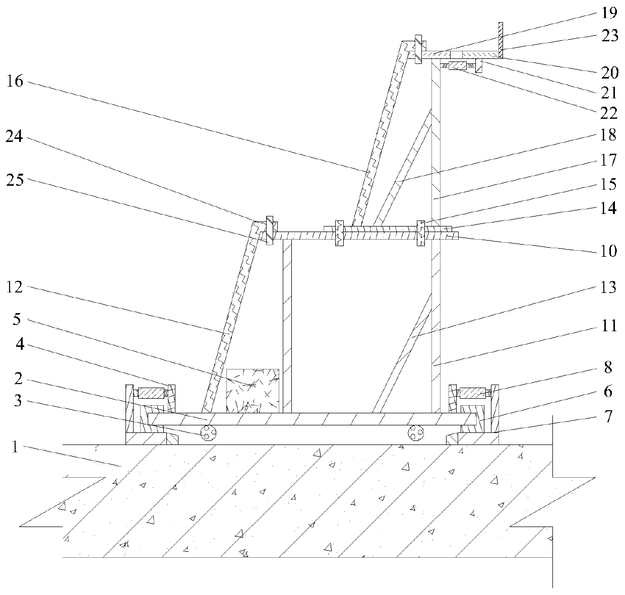 One-piece large template shear wall and construction method