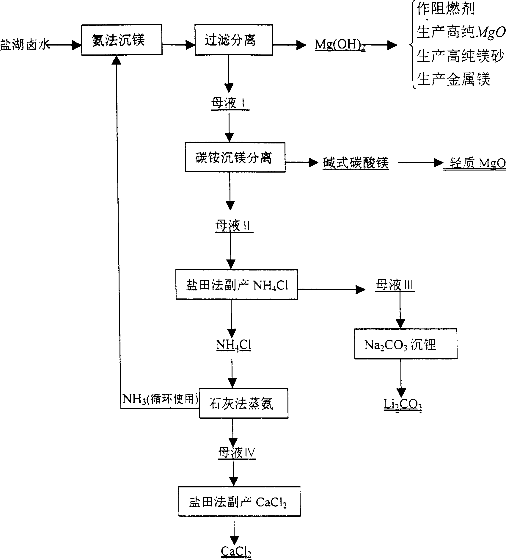 Method of combined extraction of magnesium and lithium in salt lake bittern
