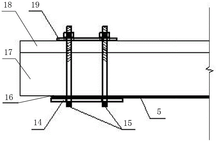 Construction method for reinforcing T-beam through partially-bonded prestressed FRP