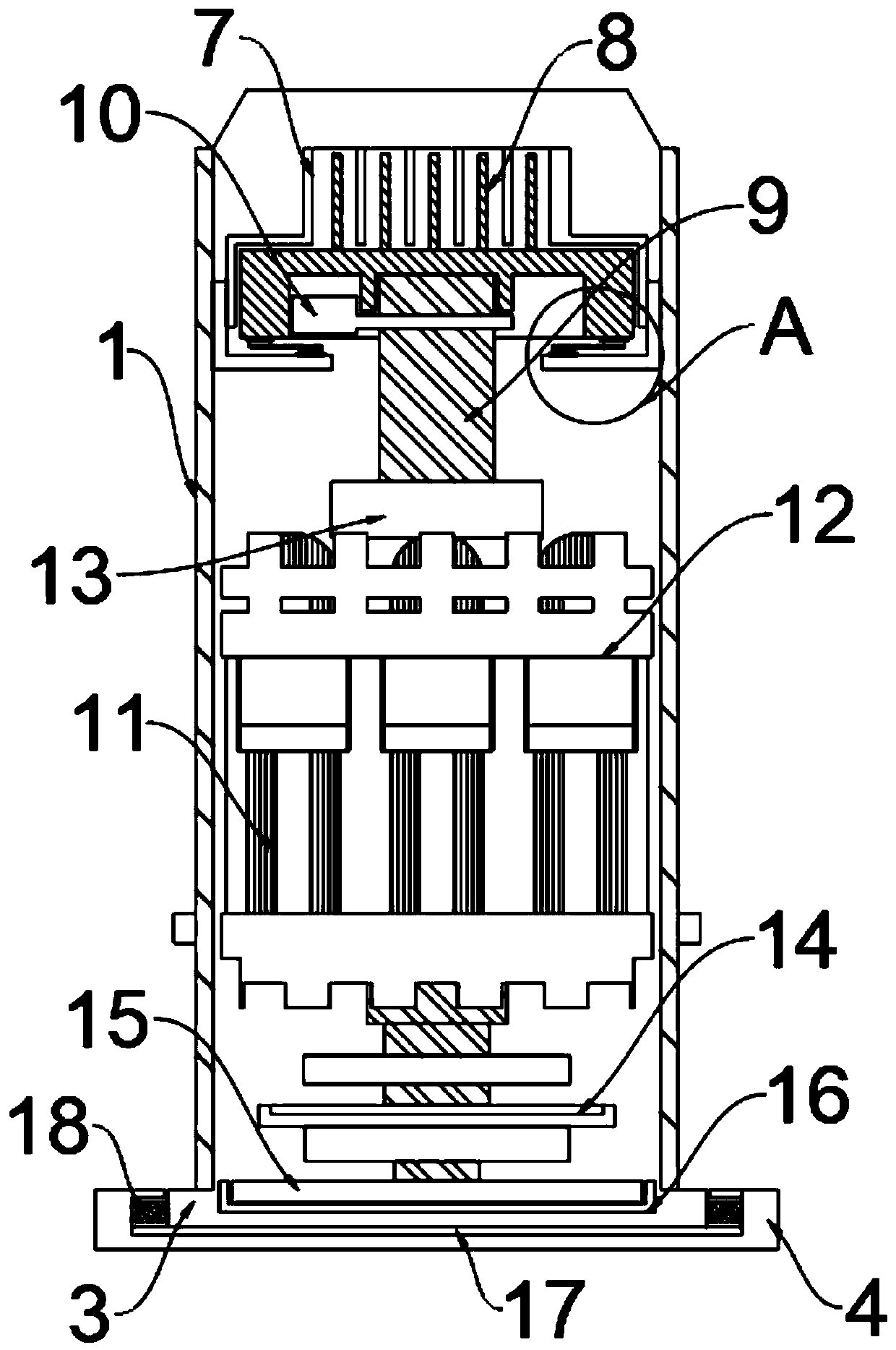 Direct-current variable frequency compressing unit shock reduction mechanism