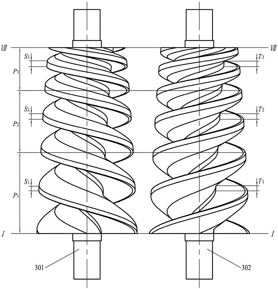 Self-balancing variable-pitch cone-shaped screw rotor