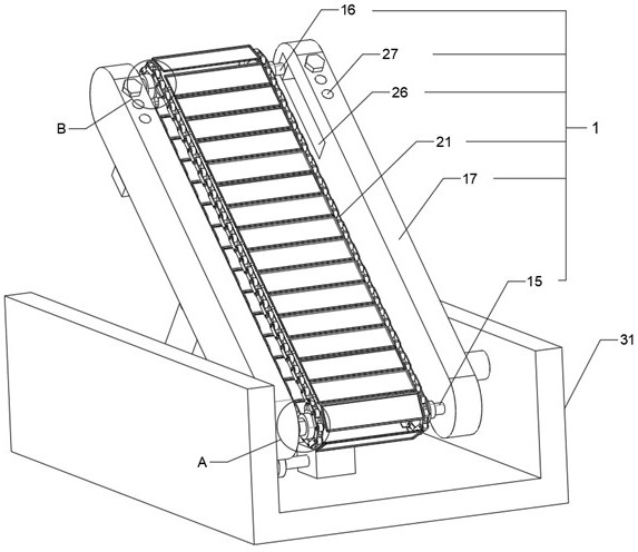 Limiting type conveying device for food packaging bags