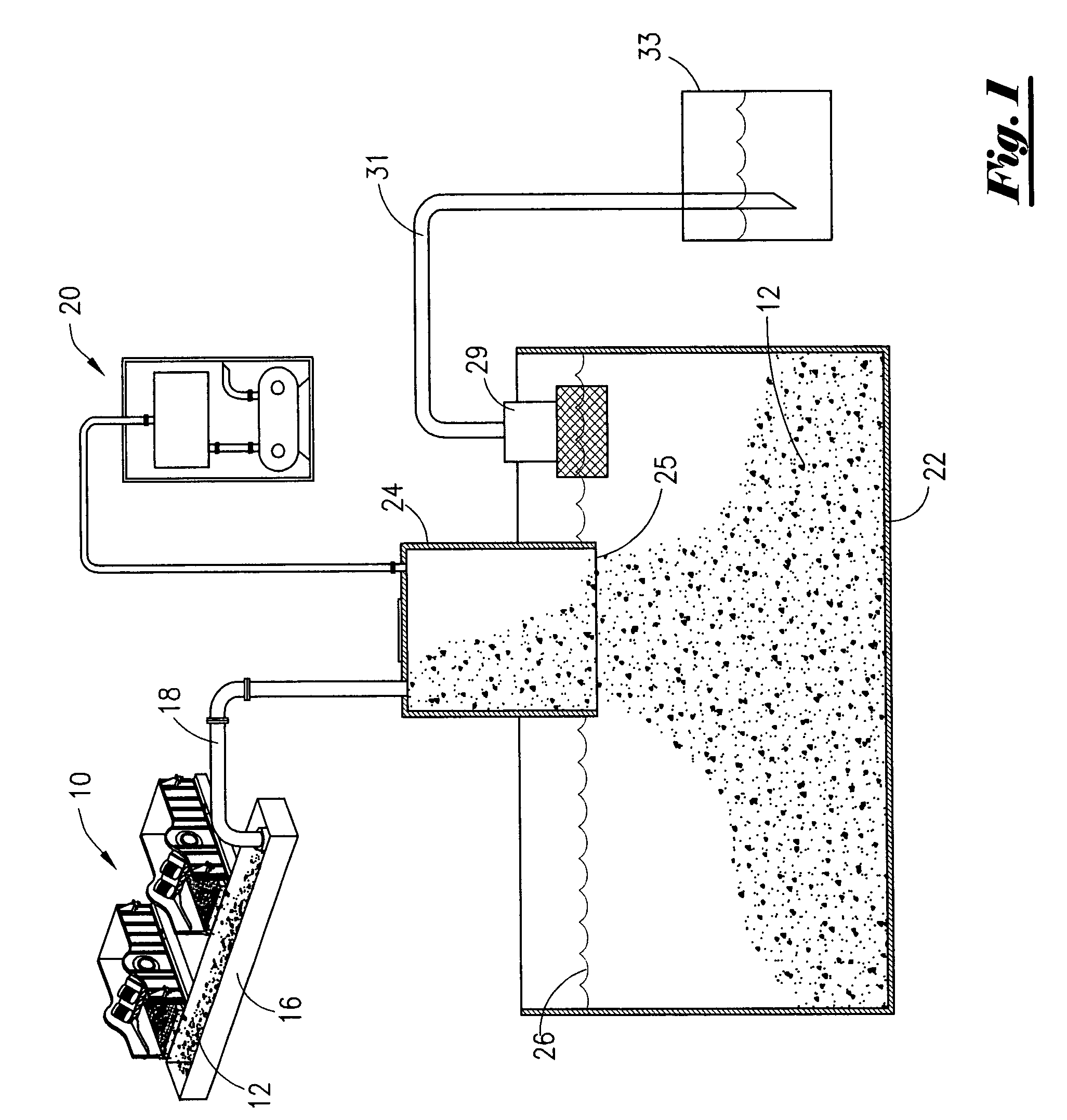 Method and apparatus for vacuum collecting and gravity depositing drill cuttings
