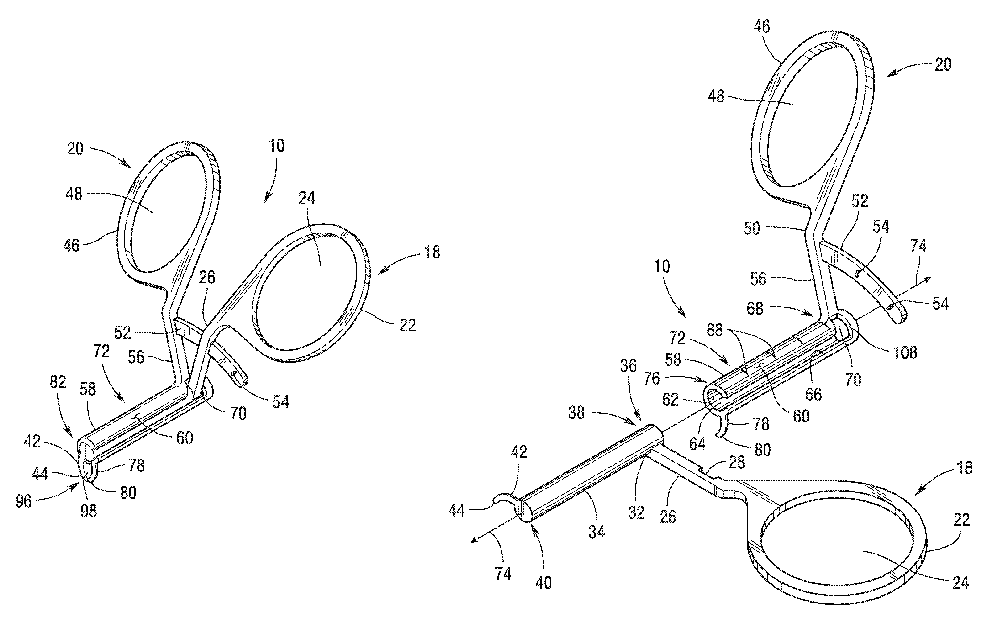 Co-axial actuated scissors