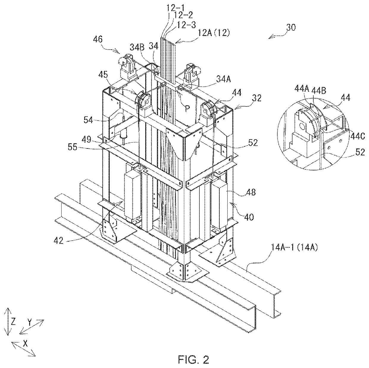 Damping device for main rope