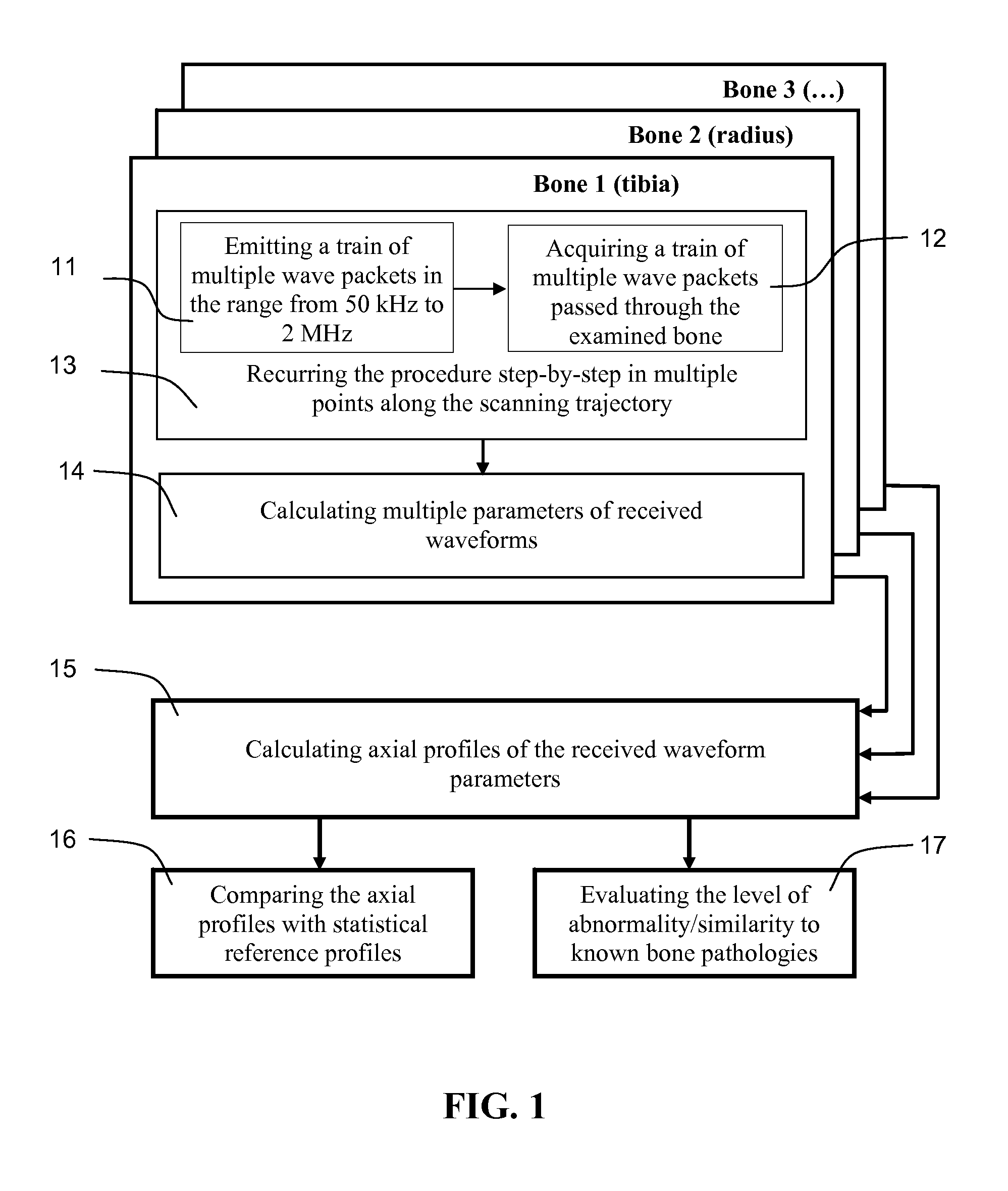 Ultrasonic method and apparatus for assessment of bone