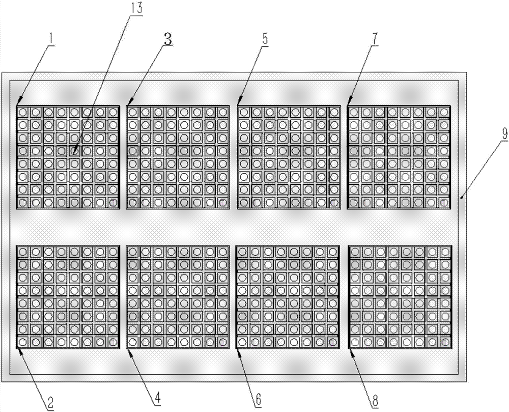 Method and device for measuring fluid-solid coupling parameters of a plurality of spent fuel storage grids