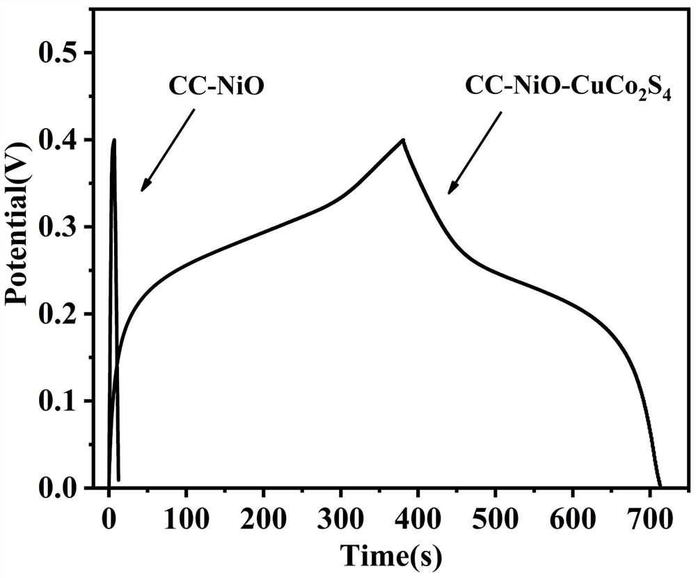 CC-NiO-CuCoS composite material as well as preparation method and application thereof