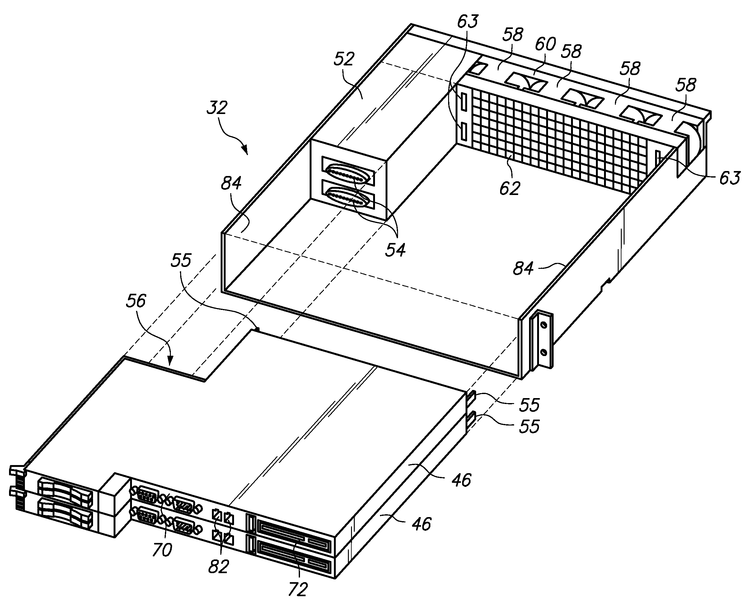Variable position dampers for controlling air flow to multiple modules in a common chassis