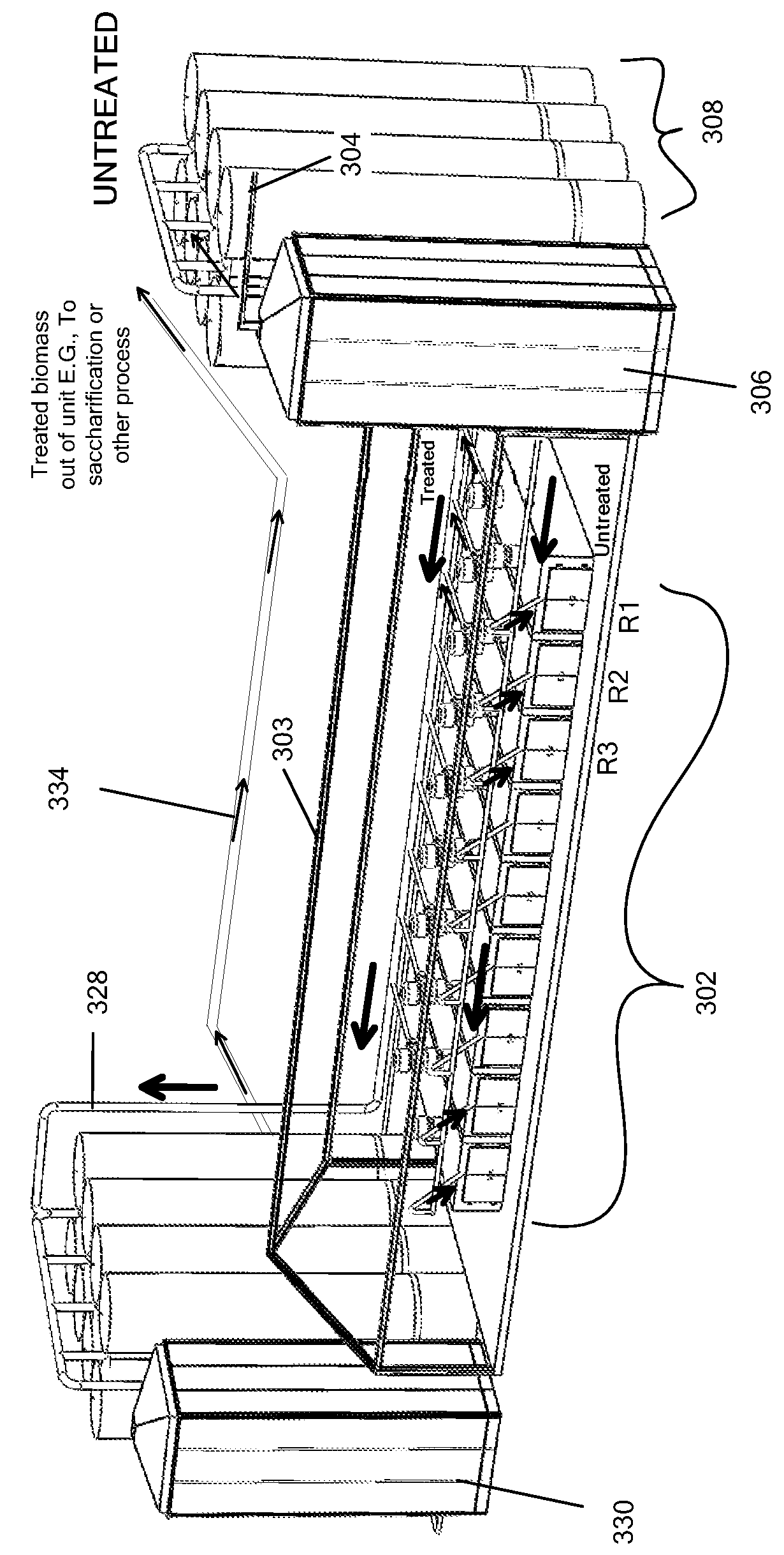 Array for processing materials