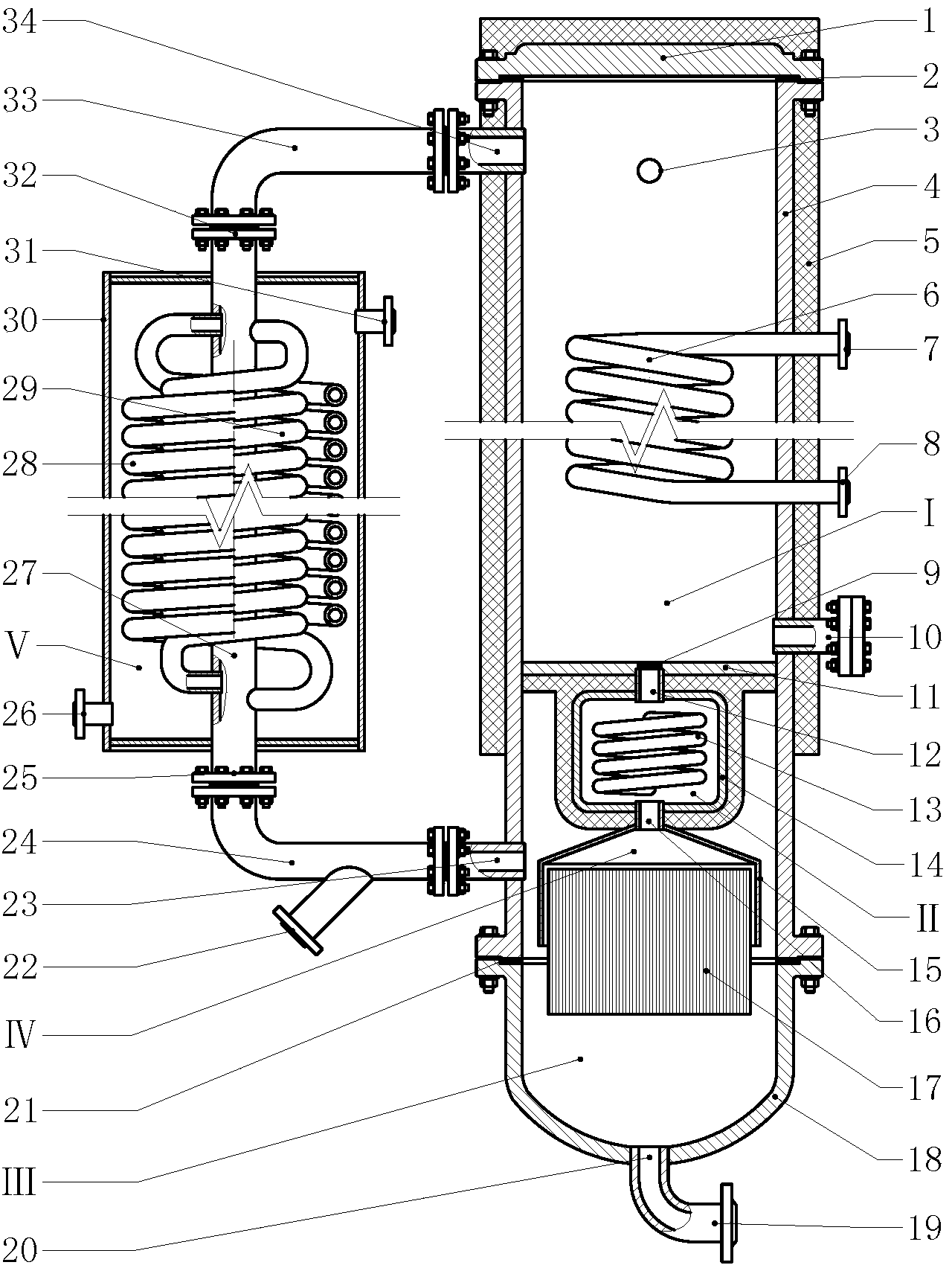 Split self-circulation chemical synthesizer