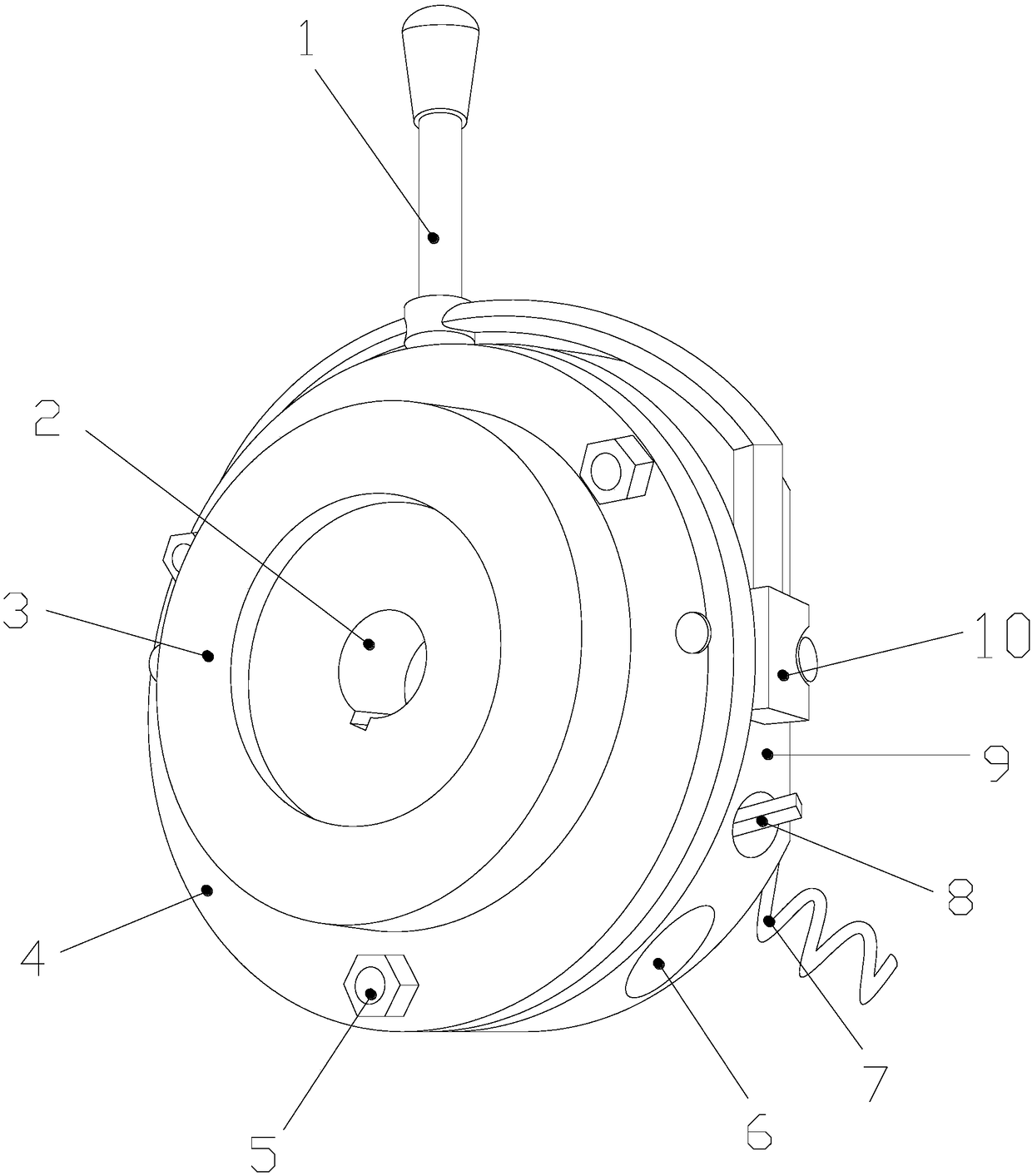 Automatic braking device for main shaft of machine head of numerically controlled lathe