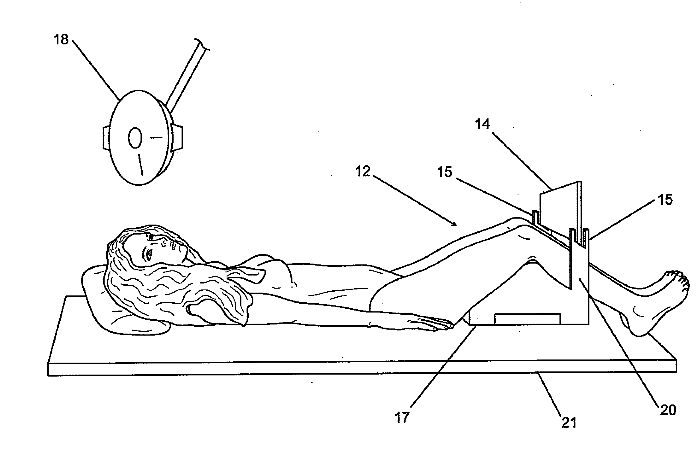 Patient positioning device and method for obtaining bent knee x-ray views