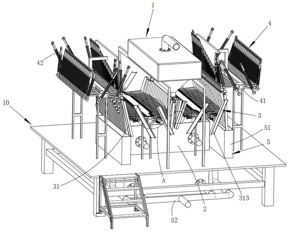 Inclined plate and inclined pipe combined sewage treatment system and treatment process thereof