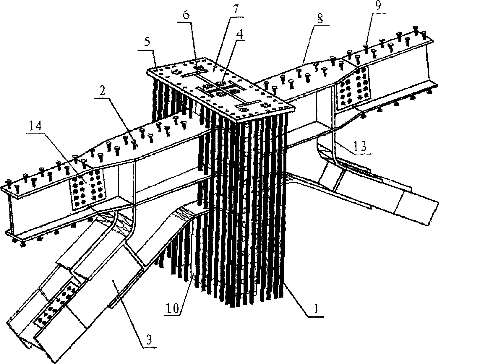 Shaped-steel concrete frame-steel supporting structure type steel column preconstraint node