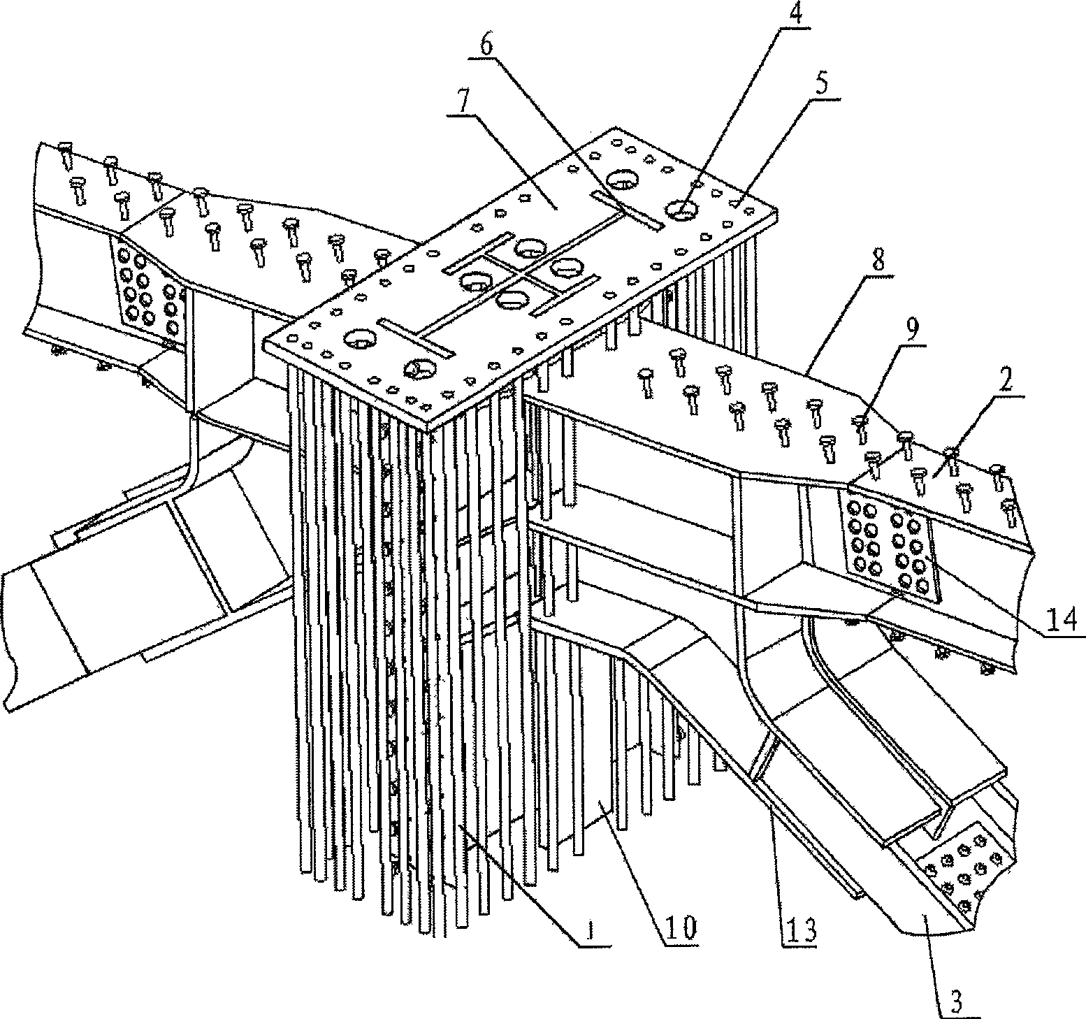 Shaped-steel concrete frame-steel supporting structure type steel column preconstraint node