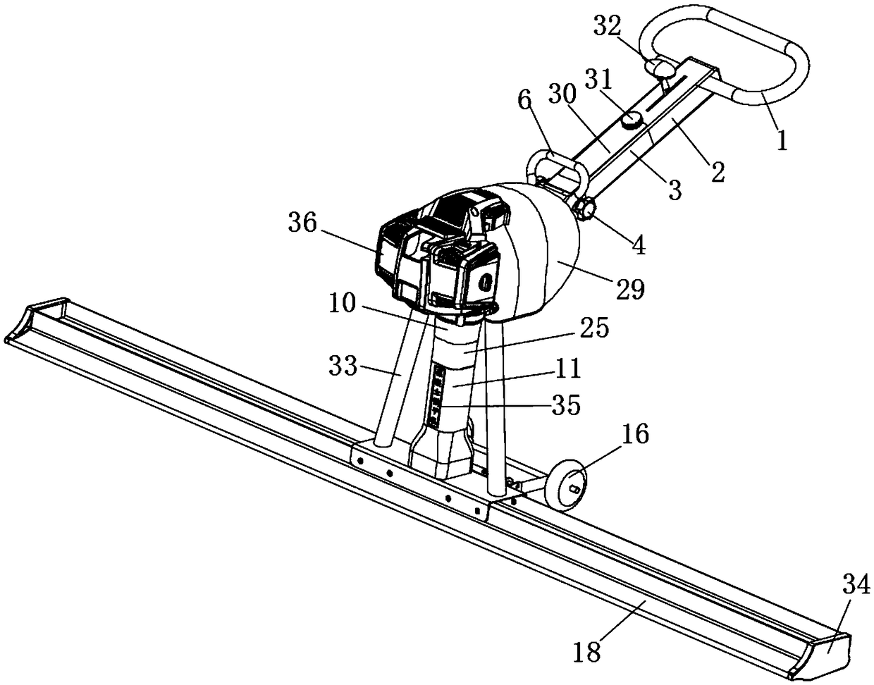 Efficient handheld concrete vibrating and leveling machine