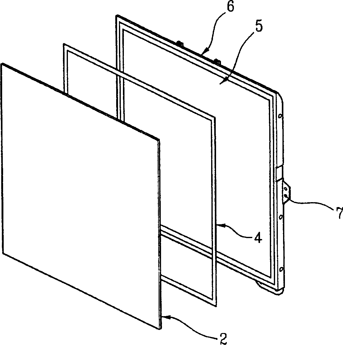 Touchscreen panel mounting assembly for LCD monitor