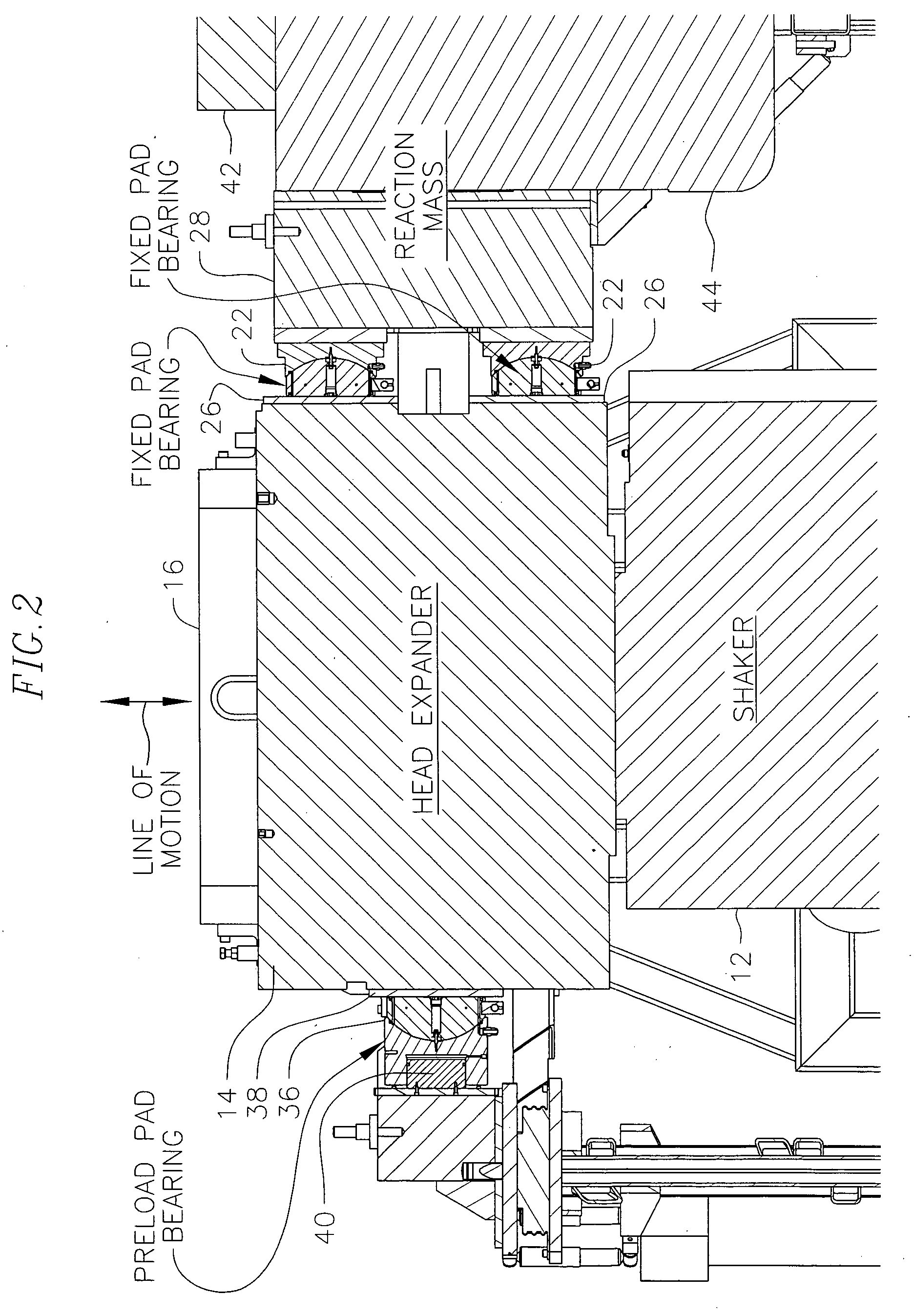 Inertial mass guided single axis vibration test machine