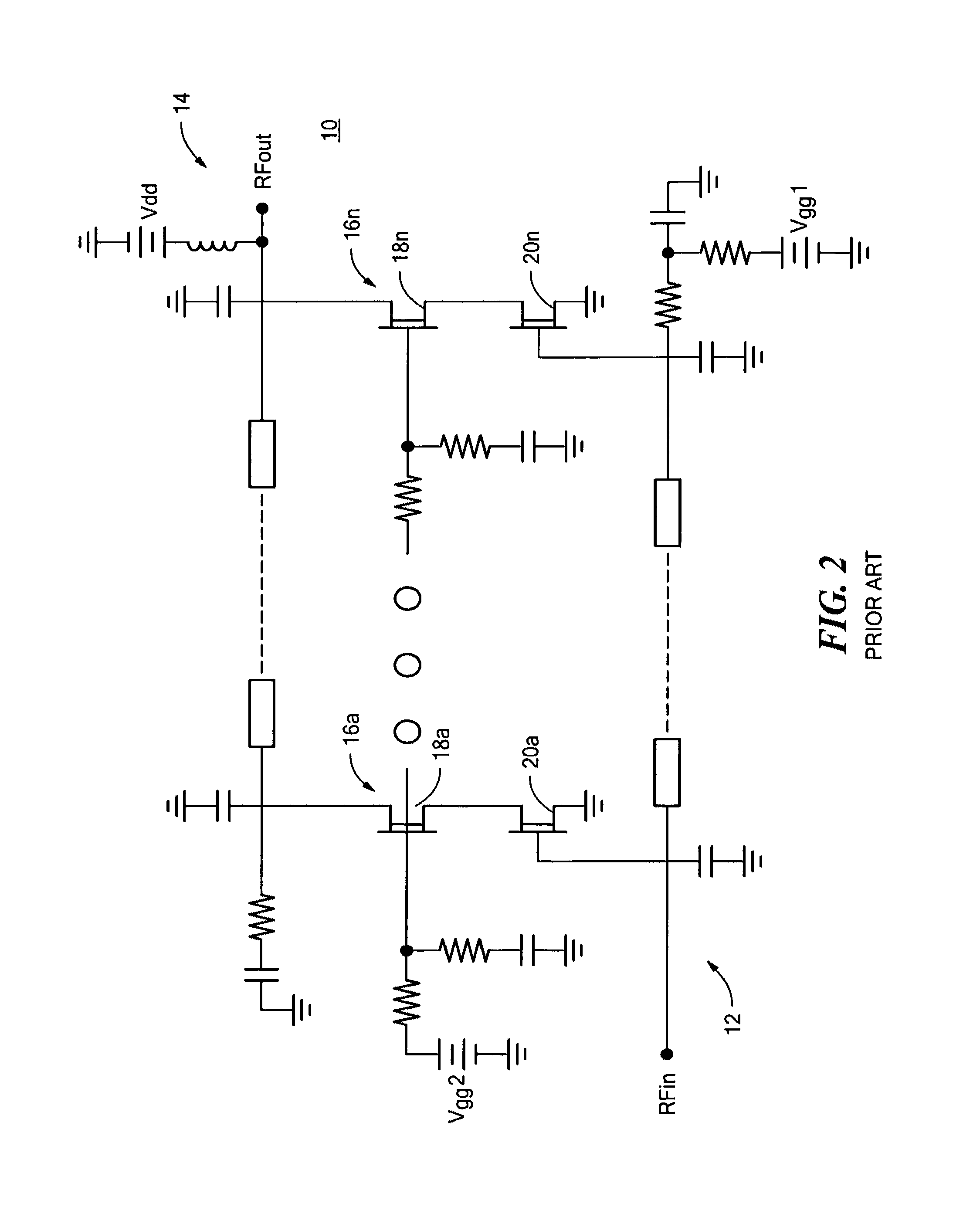 Distributed amplifier with improved stabilization