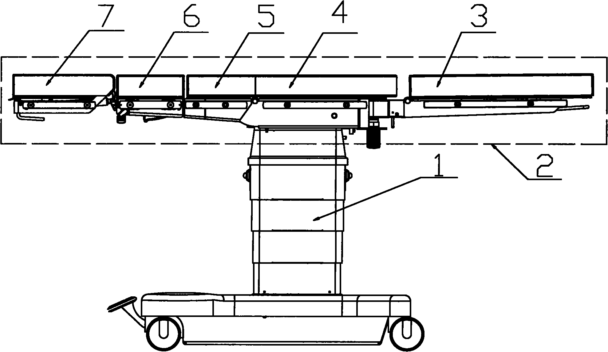 Operating bed body structure
