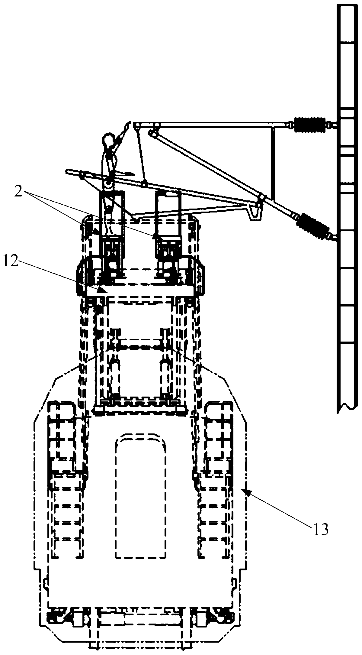 Overhead contact line overhauling operation vehicle and auxiliary device thereof