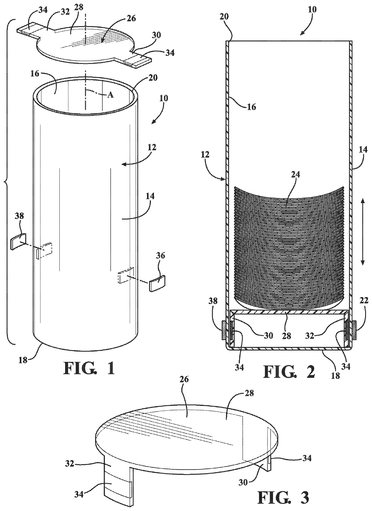 Container with a lifting device for moving contents with the container