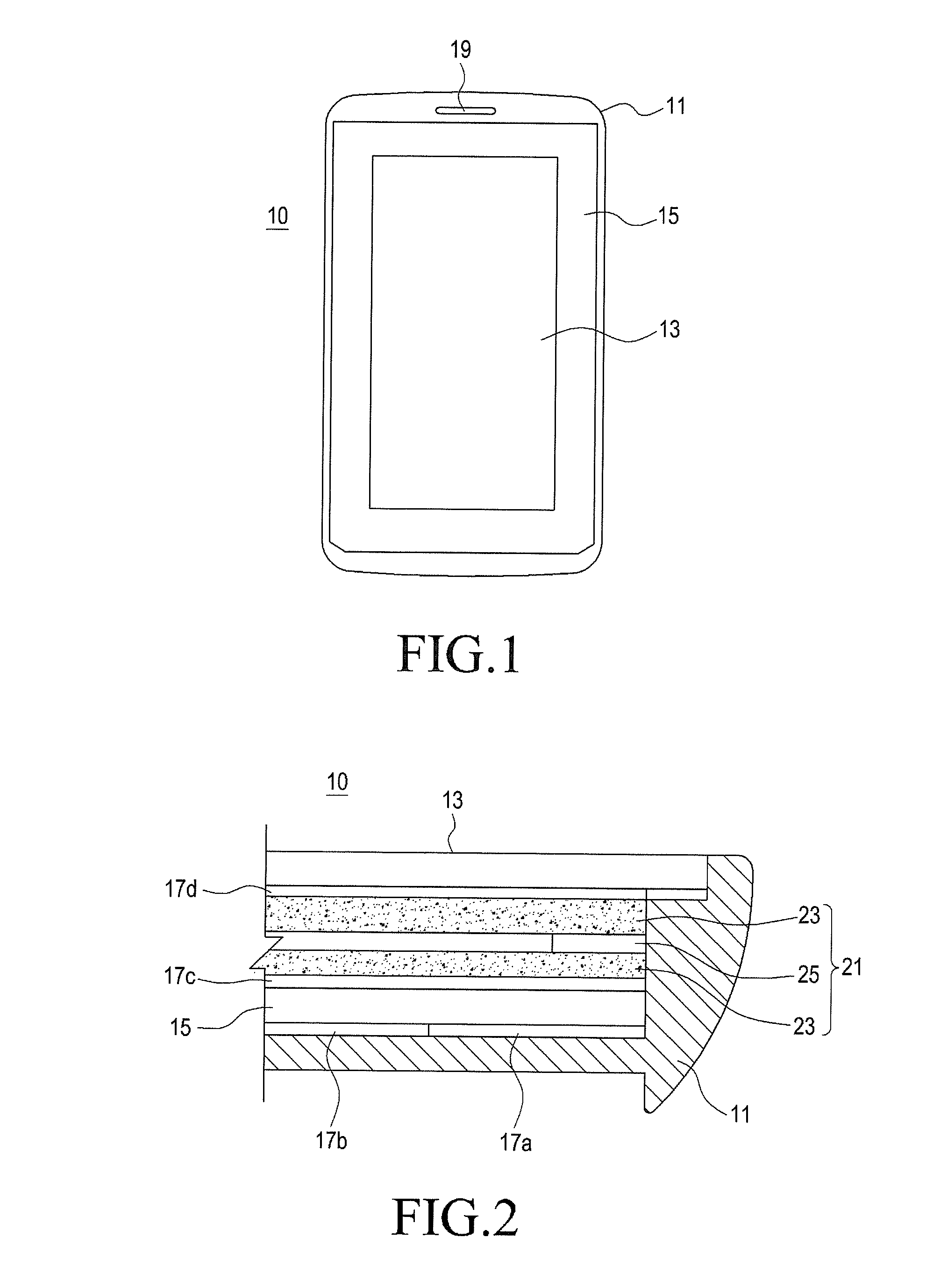 Portable terminal with crack prevention structure for display device