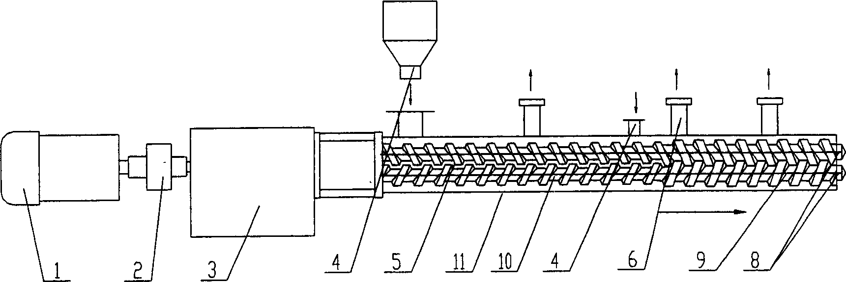 Double screw extruder suitable to hierarchy of middle-high viscosity