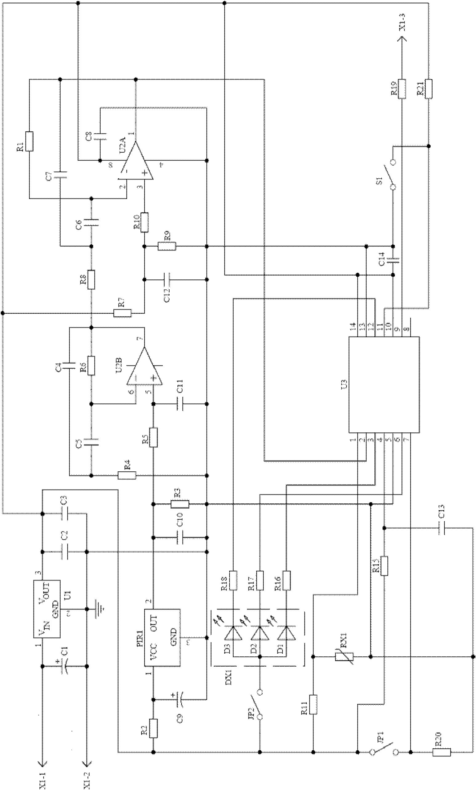 Human body infrared detector with self-regulating function and working method thereof