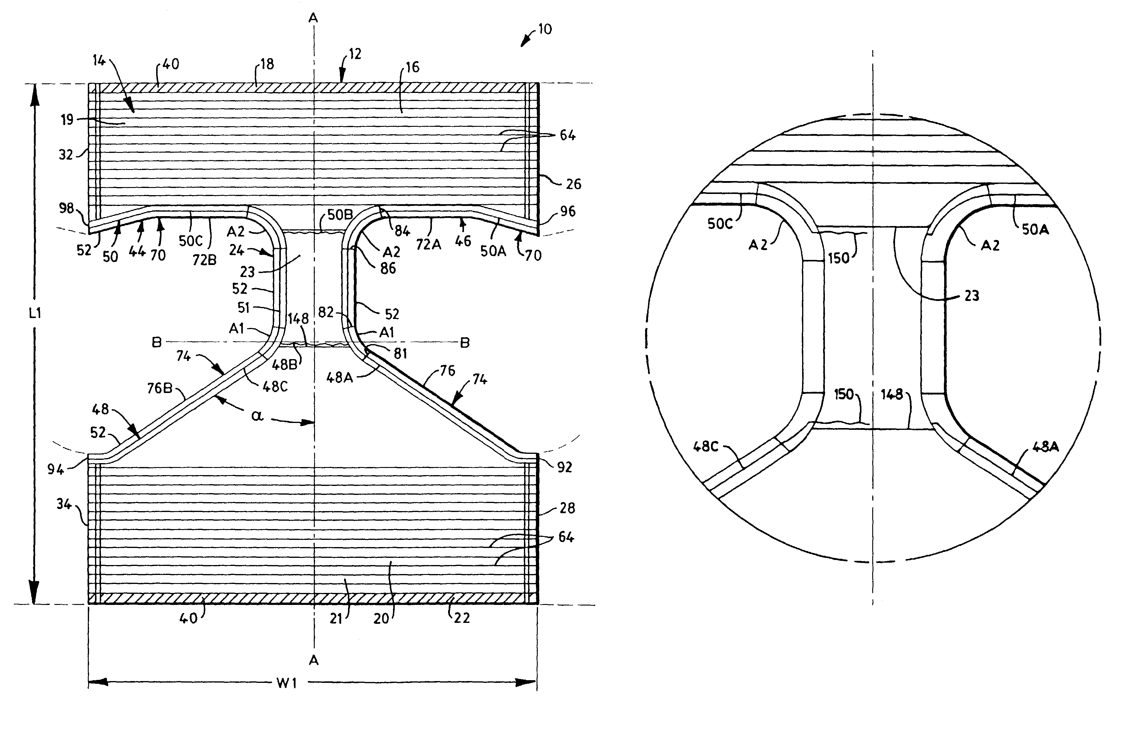 Disposable garment and related manufacturing equipment and methods