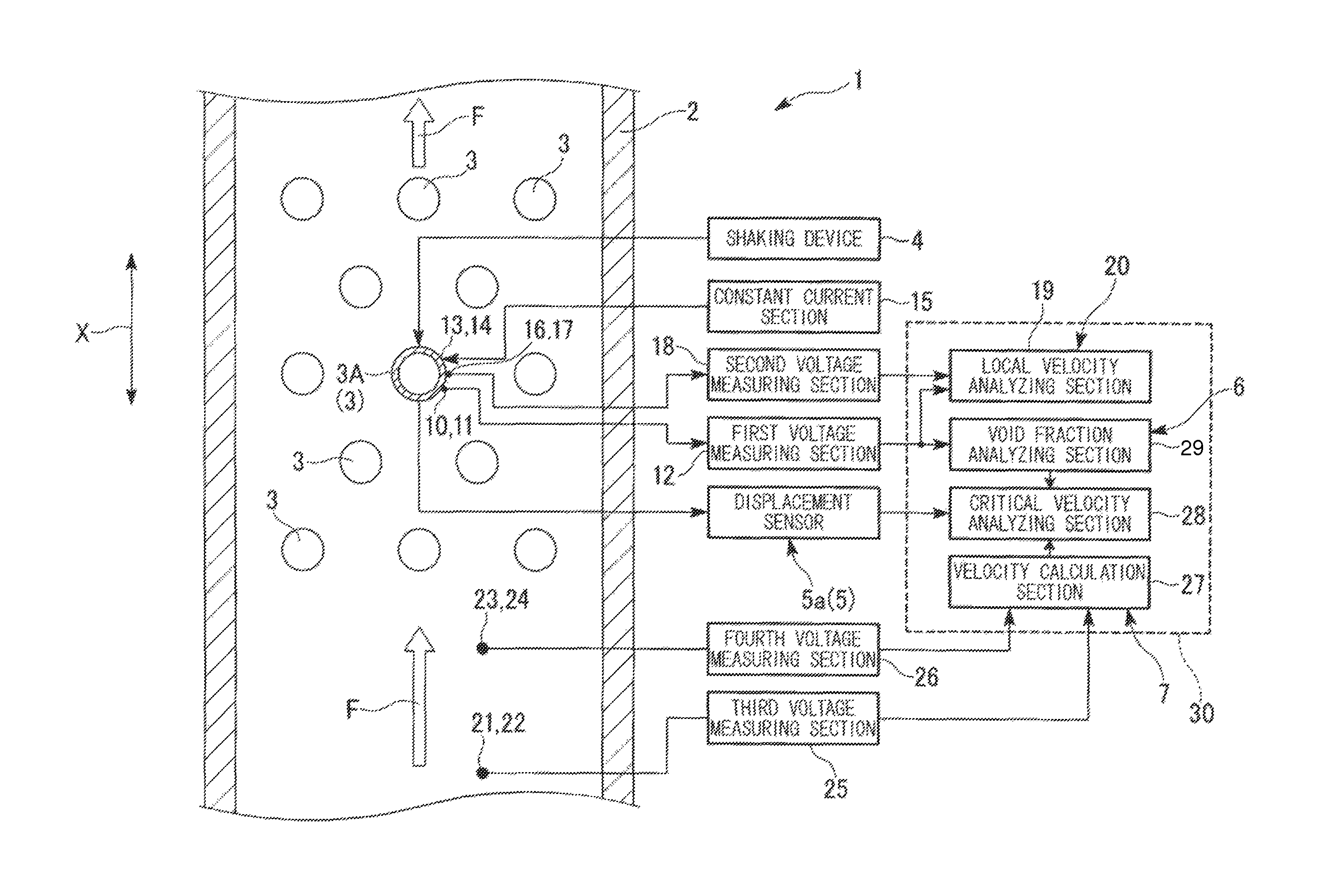 Two-phase flow exciting force evaluation method and device acting on a plurality of tube bodies arranged to intersect with the flow