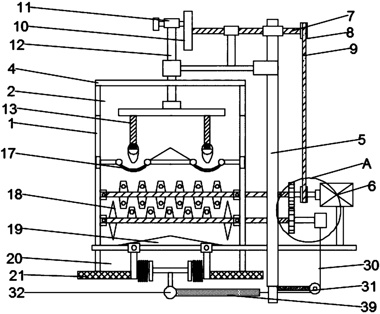 Waste residue crushing device for cement production