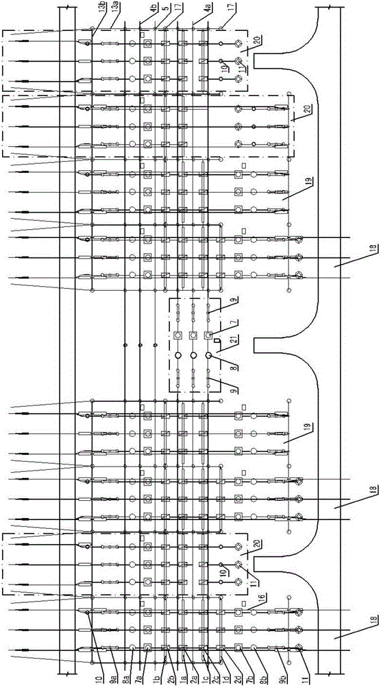 A substation double-bus double-row layout ais power distribution device layout structure