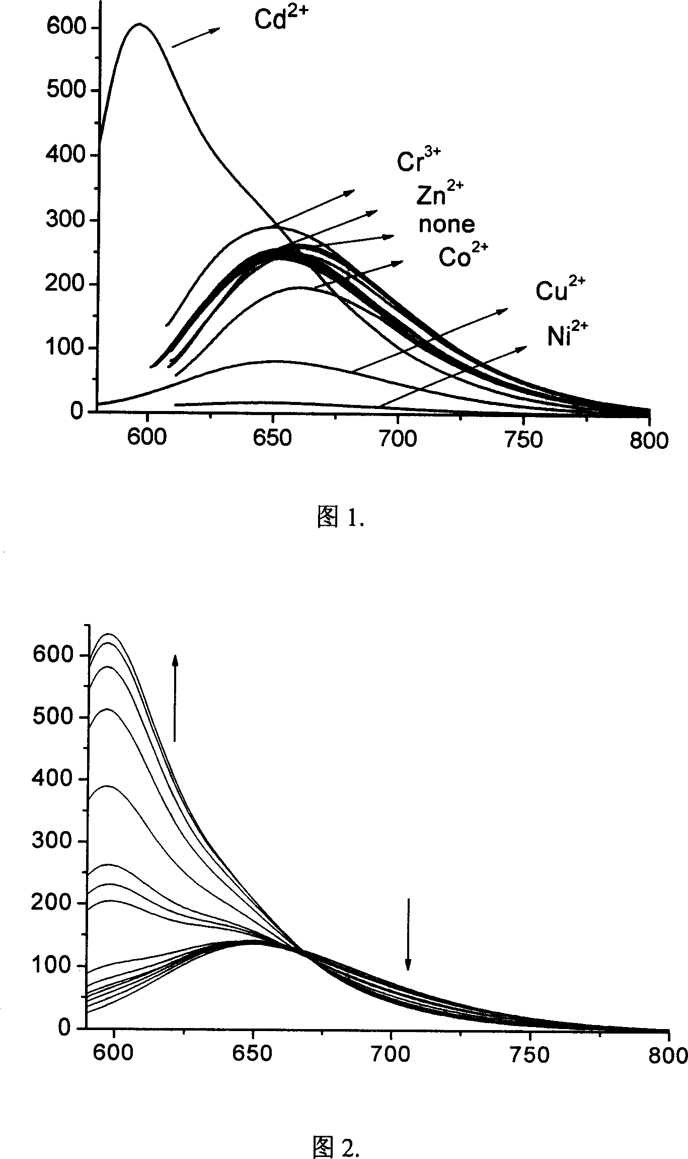 Fluorescent probe of fluorin ¿C boron dyestuff in use for detecting cadmium ions inside cell