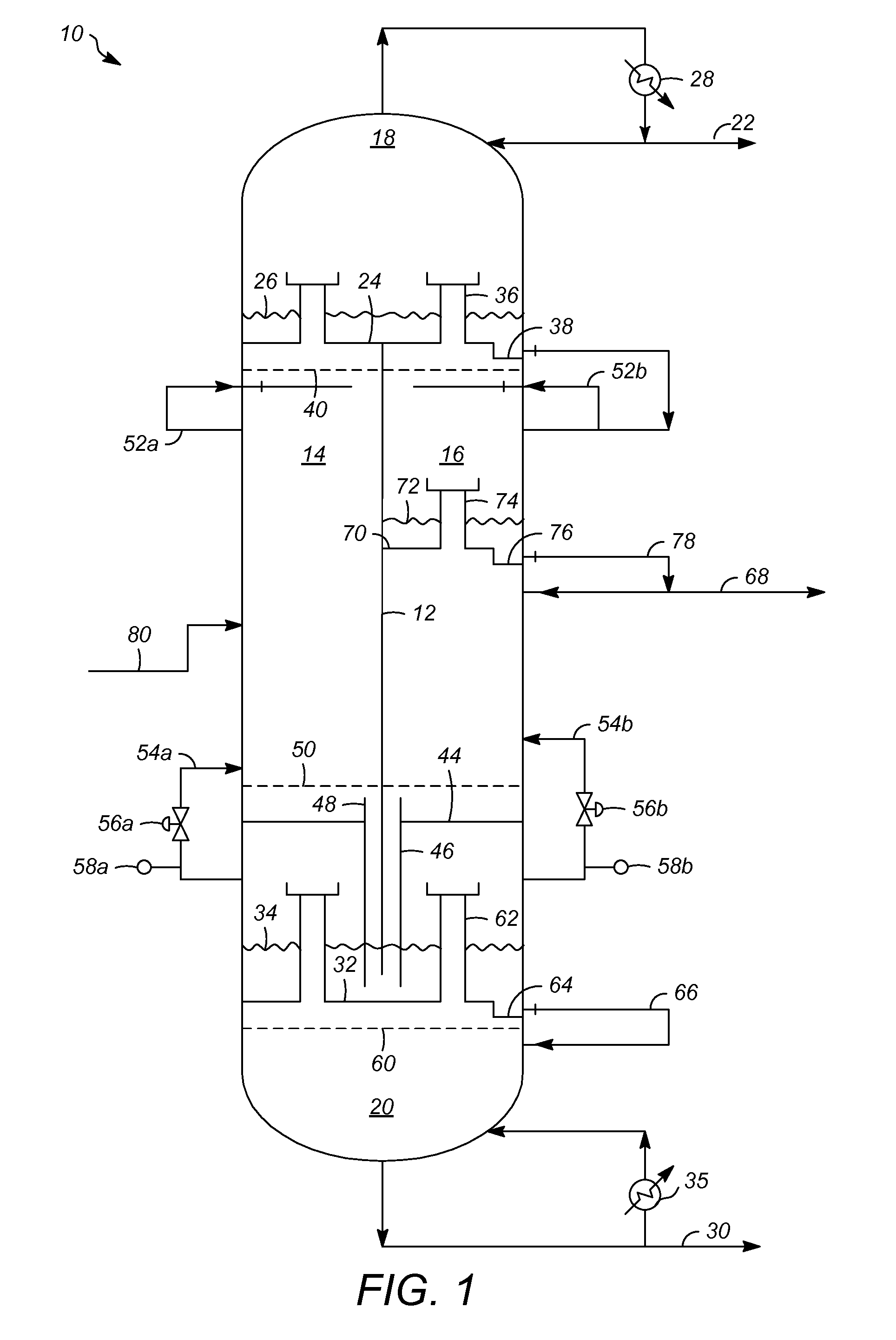 Vapor and liquid flow control in a dividing wall fractional distillation column