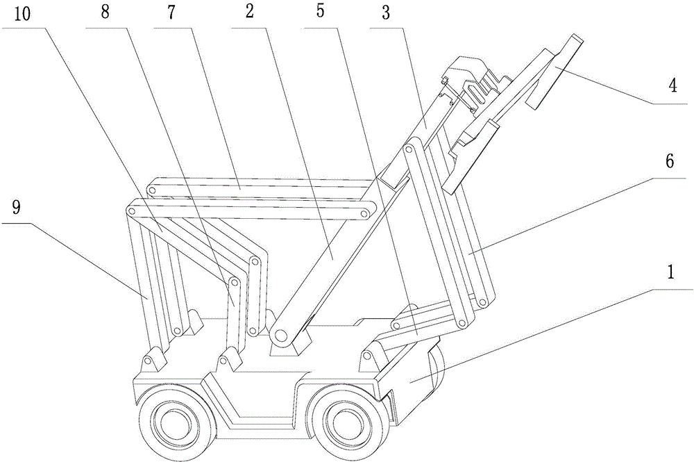 Plane two-degree-of-freedom nine-rod servo drive reach stacker for containers