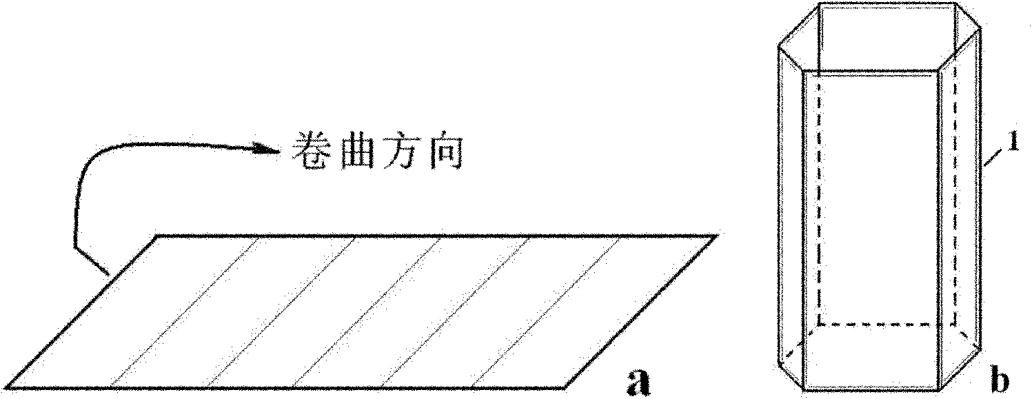 Production method for regular hexagonal prism-shaped battery case