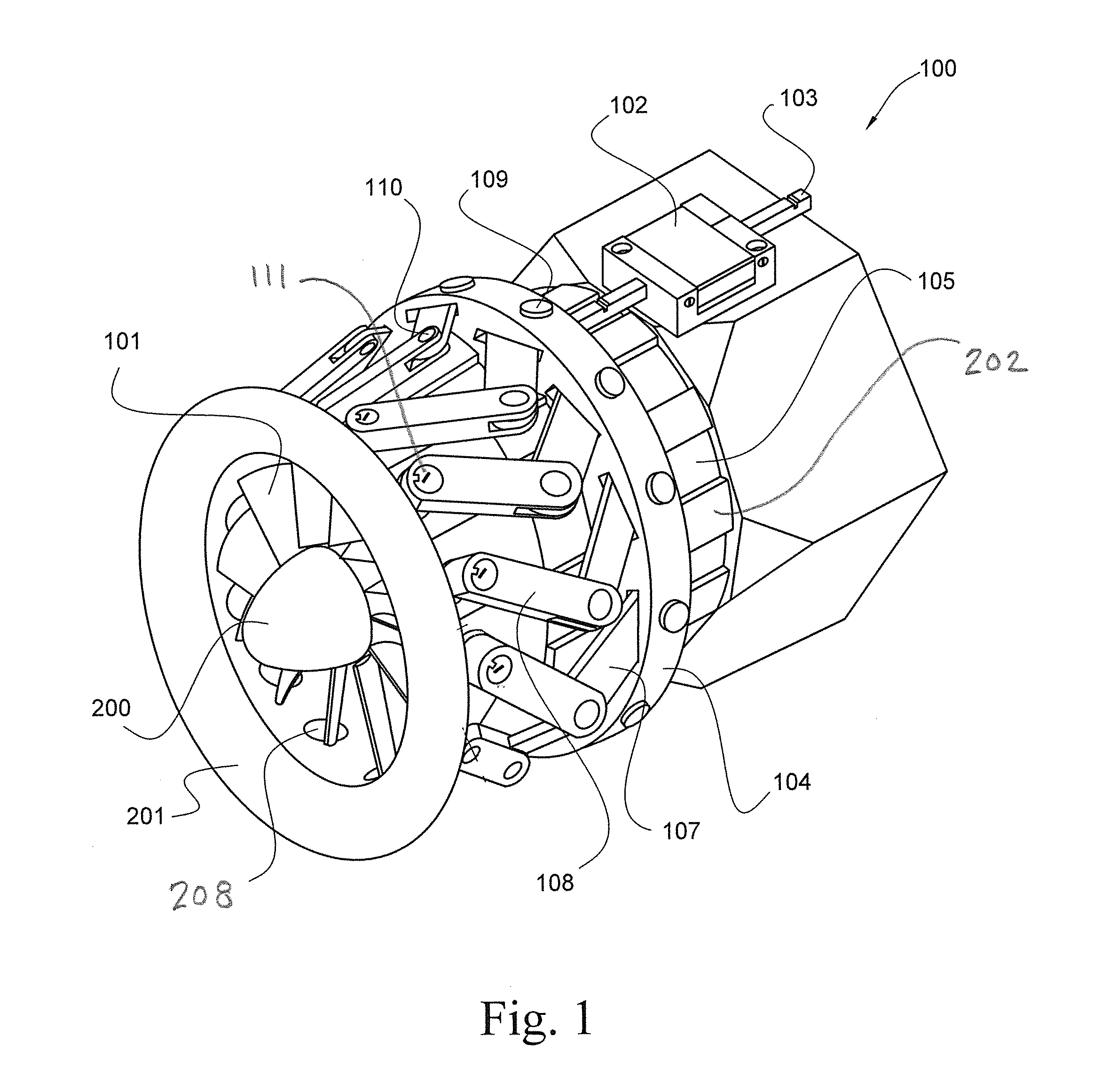 Apparatus and method for rotating fluid controlling vanes in small turbine engines and other applications