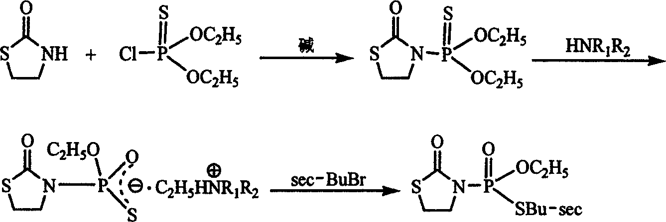 Synthesis method of (R,S)-S-secondary butyl o-ethyl-2-oxo-1,3-thiazolidine-3-thiosulphate