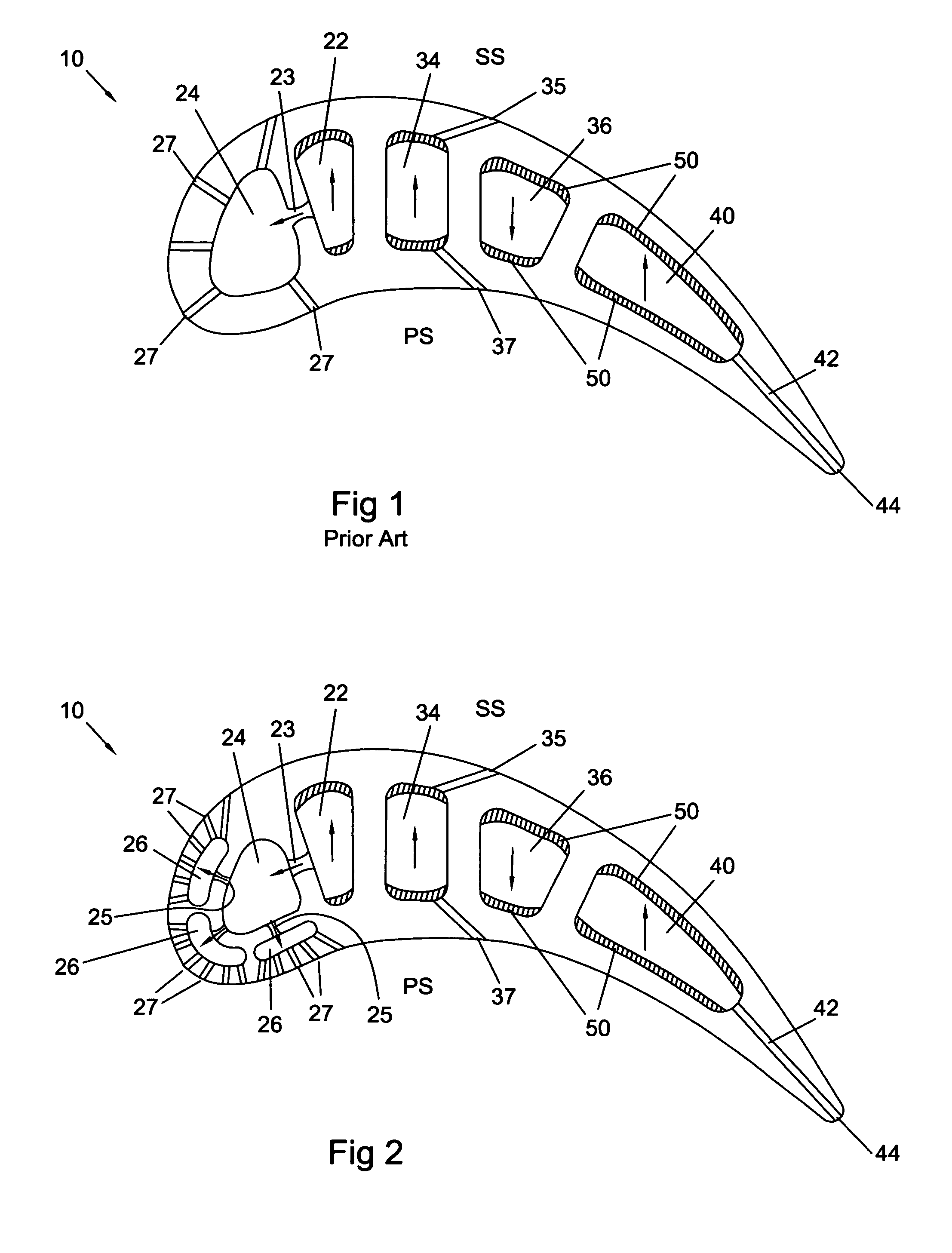Turbine airfoil with near-wall leading edge multi-holes cooling