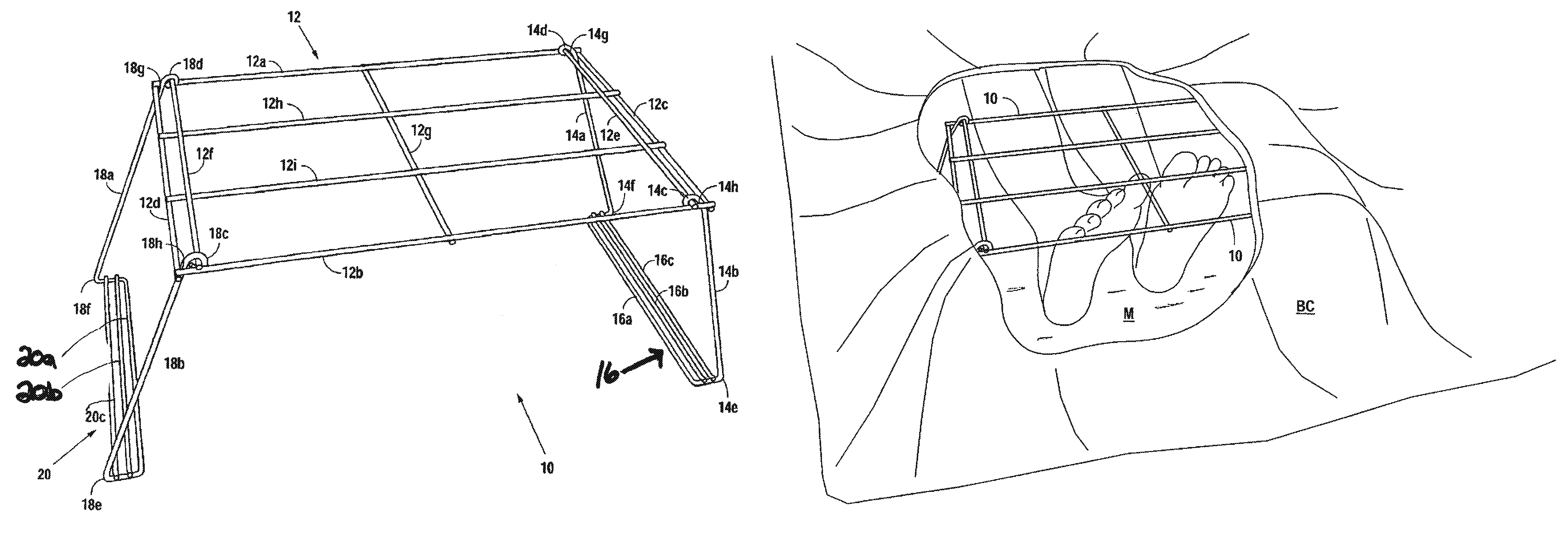 Folding foot protection device for a bedded patient