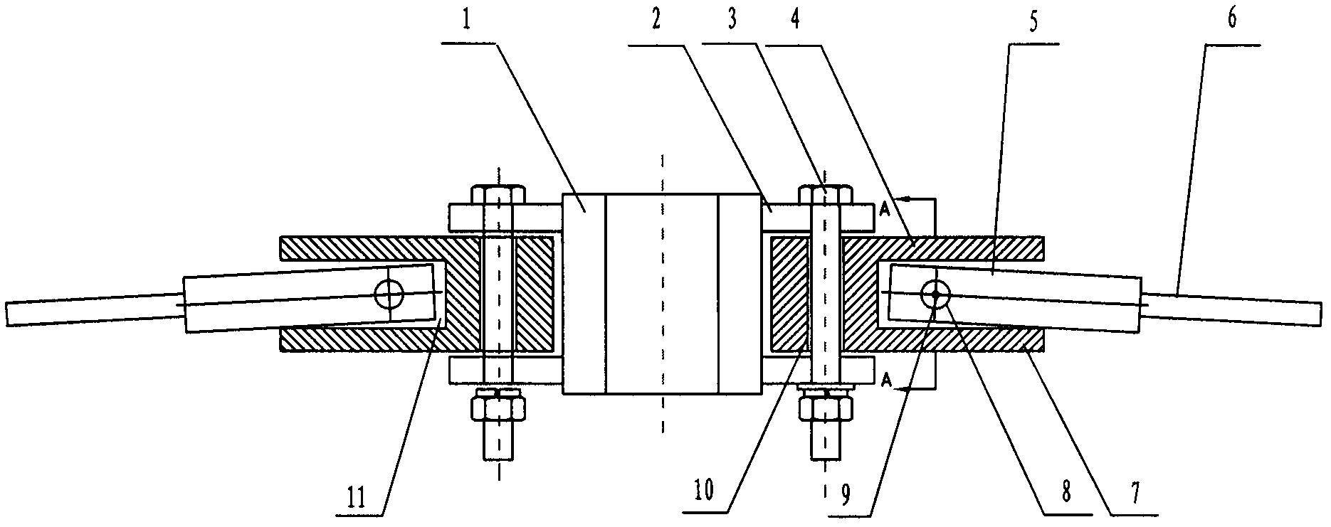 Axial flow impeller with composite hinged blade and hub
